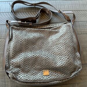 Kooba Jonnie Metallic Python Print Shoulder Bag Boho Purse
